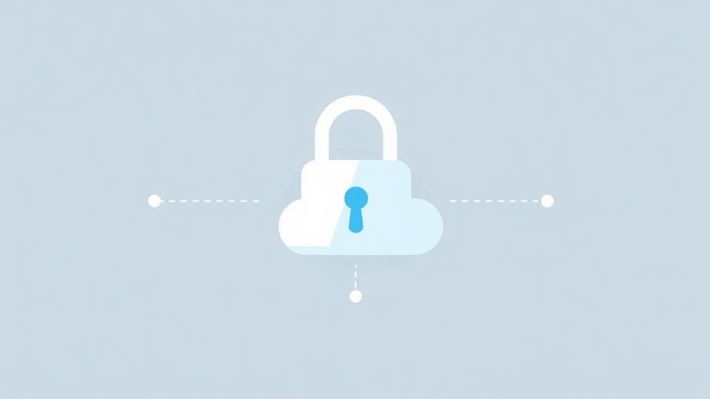 데이터 보안과 개인정보 보호를 상징하는 자물쇠와 디지털 클라우드 아이콘