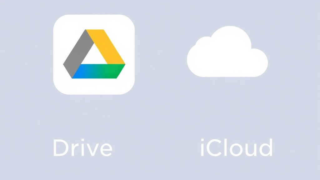 구글 드라이브와 아이클라우드 로고가 나란히 배치되어 두 서비스의 생태계 차이를 상징하는 이미지