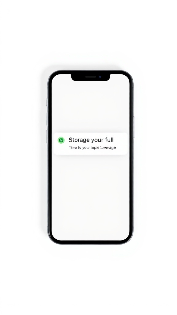 스마트폰 화면에 표시된 저장 공간 부족 경고 알림창